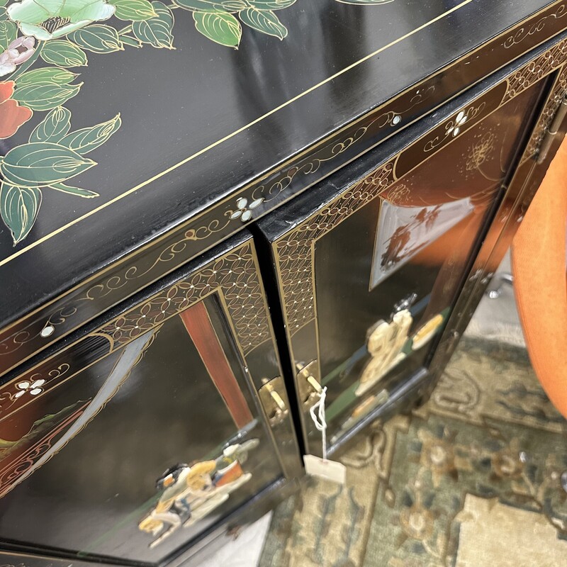 Asian Lacquer Cabinet, Black
Size: 13Dx26Wx41H