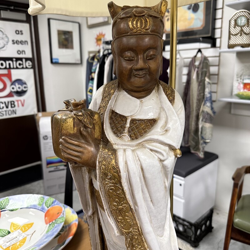 Large Vintage Buddha Lamp, includes lamp shade<br />
Size: 45H