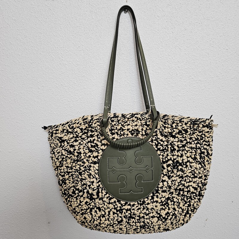 Tory Burch Woven, TanGrn, Size: Tote