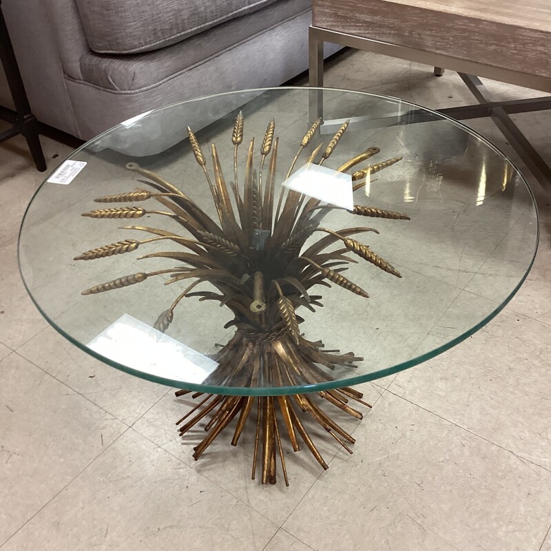 Metal Wheat Glass Table, Gold, Round
25 in rd x 16 in t