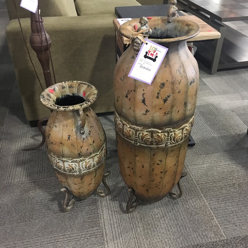 Pair Metal Vases