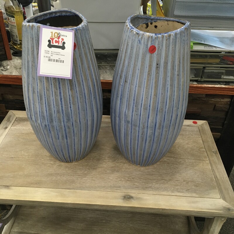 Pair Lt Blue Vases