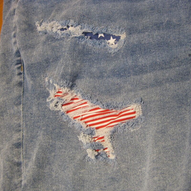 Brand new from Lane Bryant<br />
distressed denim short featuring American Flag patches<br />
mid rise<br />
light wash cotton blend denim<br />
Size 20<br />
<br />
thanks for looking!<br />
#69435
