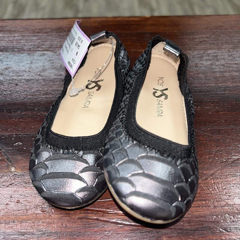 7 Black Printed Flats, Black, Size: Shoes 7