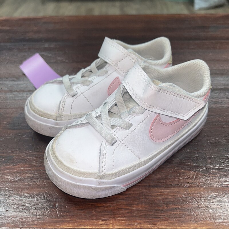 7 White/Pink Leather Snea