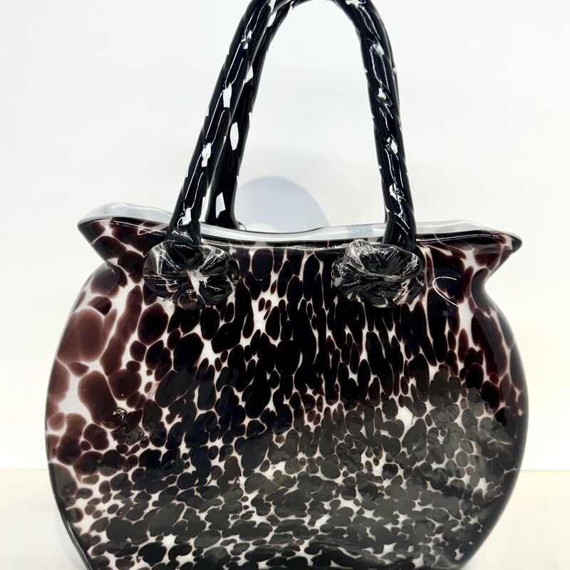 Blown Glass Purse Vase
Purple, White
Size: 9x12H