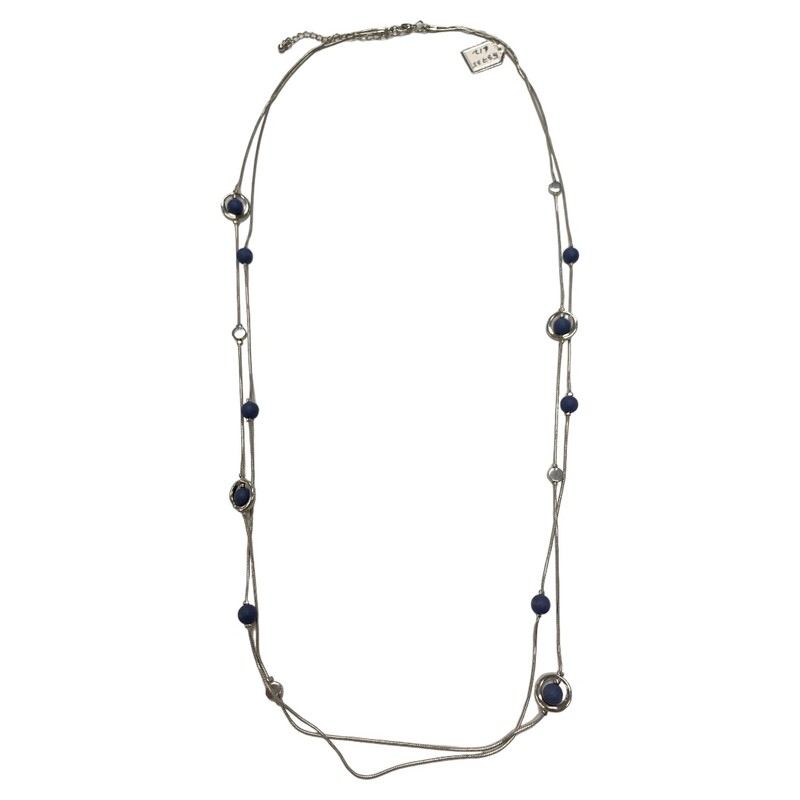 Necklace Layered, Blue/slv, Size: None