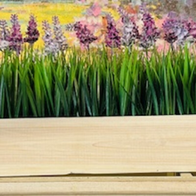 Faux Lavender in Wood Box
Purple Green Tan
Size: 35 x 11.5H