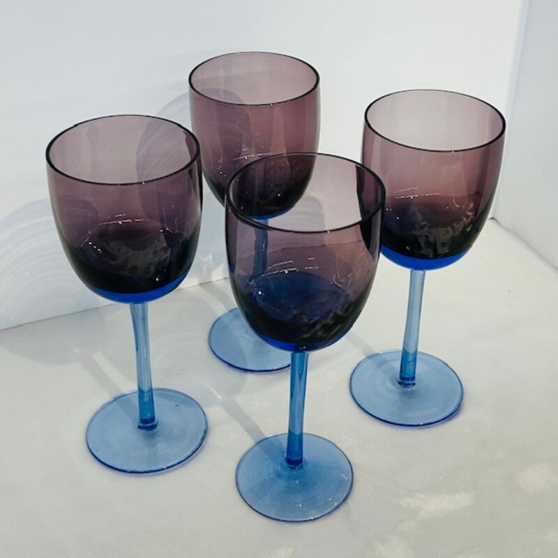 Set of 4 Amethyst Blue Wine Glasses
Purple Blue
Size: 3 x 8H
