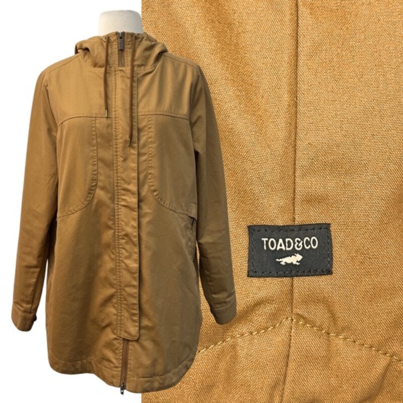 Toad&Co Tangerine Falls Jacket
Hooded with Flannel Lining
Zippered Pockets
Organic Cotton
Color: Camel
Size: Large
