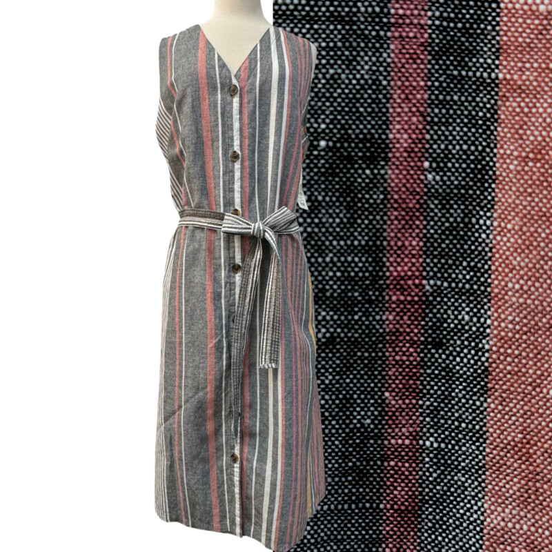 New Liz Claiborne Dress
Sleeveless with Belted Waist
Safari Spice Color
Striped Pattern
Linen & Cotton Blend
Colors: Gray, Rose, White and Orange
Size: XL