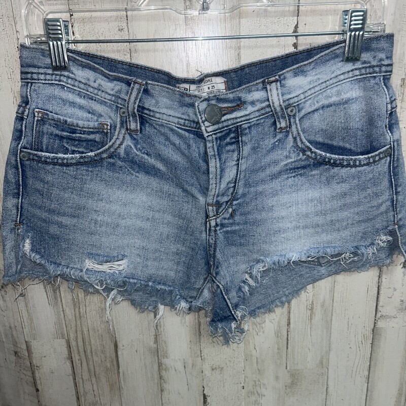 25W Denim Fray Shorts, Blue, Size: Ladies S