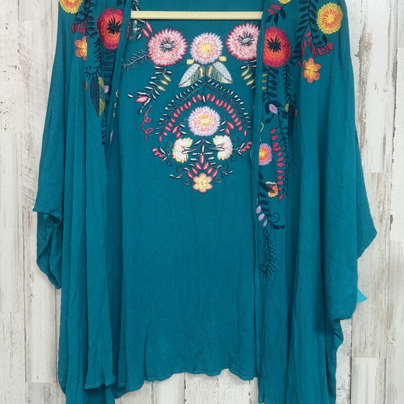 S/M Teal Embroidered Kimi, Teal, Size: Ladies S
