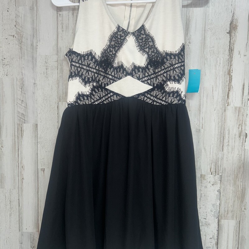 S Cream/Black Lace Dress, Black, Size: Ladies S