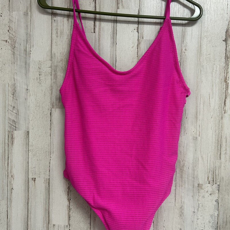 L Pink Textured Swimsuit