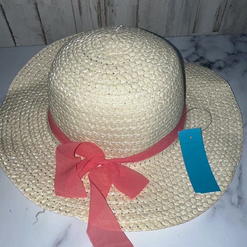 Ribbon Straw Hat, Tan, Size: Hats