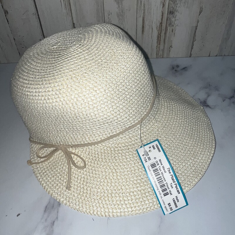 O/S Tan Woven Visor Hat, Tan, Size: Hats