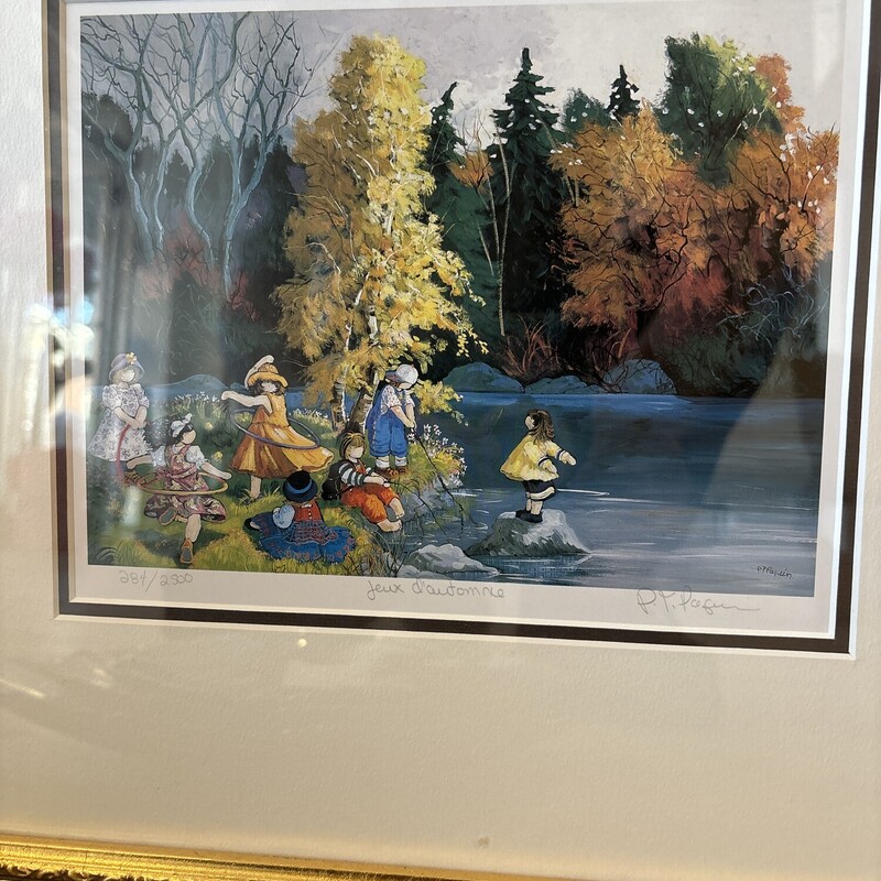 P.Paquin Framed Litho Jeux Dautomne, Signed and numbered 284/2500 ,Aize: 17 X 18