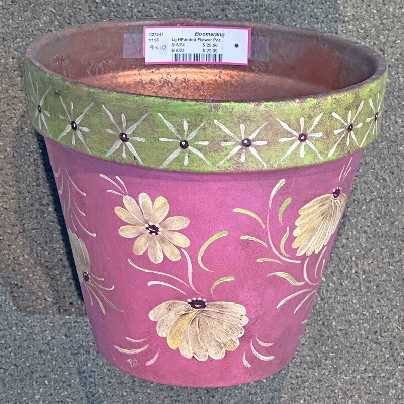 Large Handpainted Flowerpot
9 In Round x 10 In Tall.