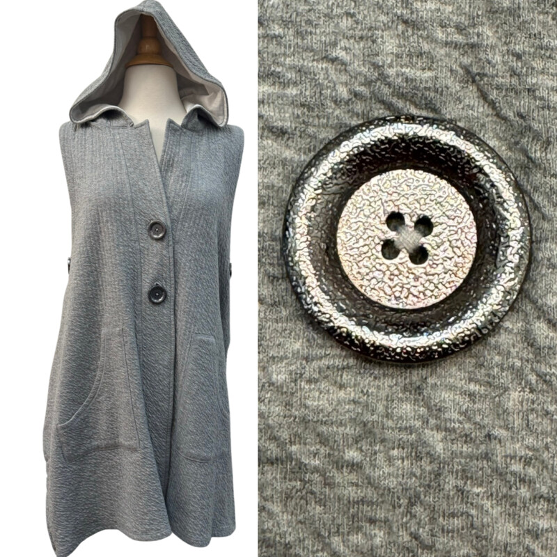 Neon Buddha Prestige Hooded Button Vest
Color: Sporty Grey
Size: Medium