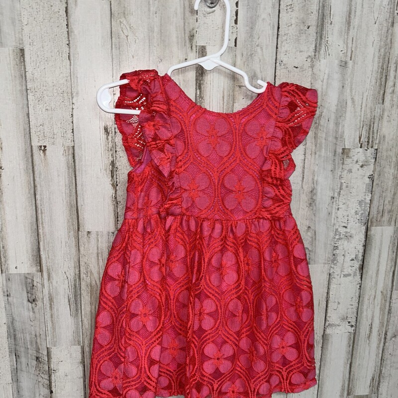 2T Pink Lace Printed Dres