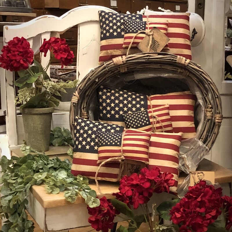 Patriotic Pillow Set
Set includes two pillows sized 3 x 5 and 6 x 11
Each pillow is like a miniature tribute to the land of the free and the home of the brave, with stars and stripes that whisper tales of valor and freedom. It's not just a pillow; it's a soft salute to the spirit of your nation.