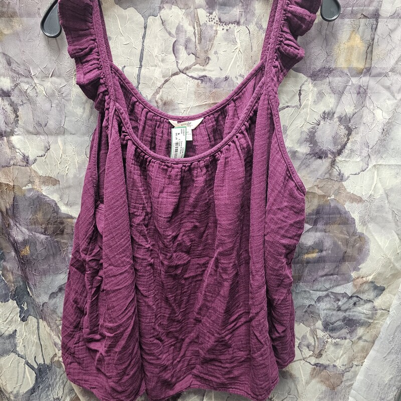Plum colored tank in a cute ruffle strapped style.