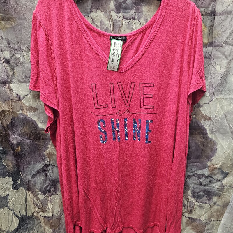 Short sleeve tee in pink with Live To Shine graphic
