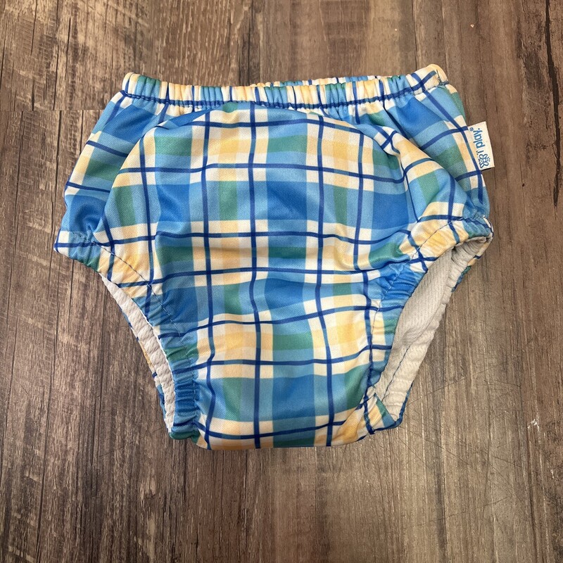 Iplay Plaid Swim Diaper, Blue, Size: Baby 12M