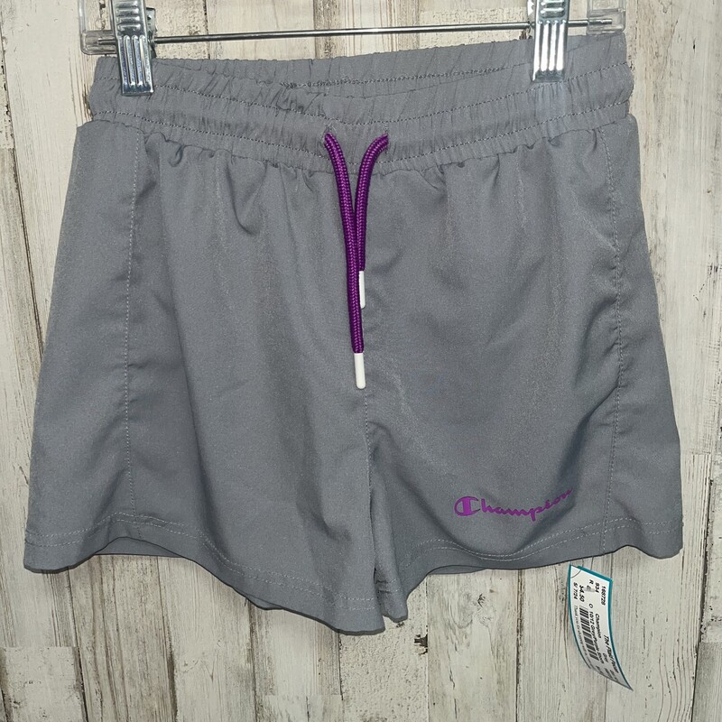 10/12 Grey/Purple Shorts, Grey, Size: Girl 10 Up