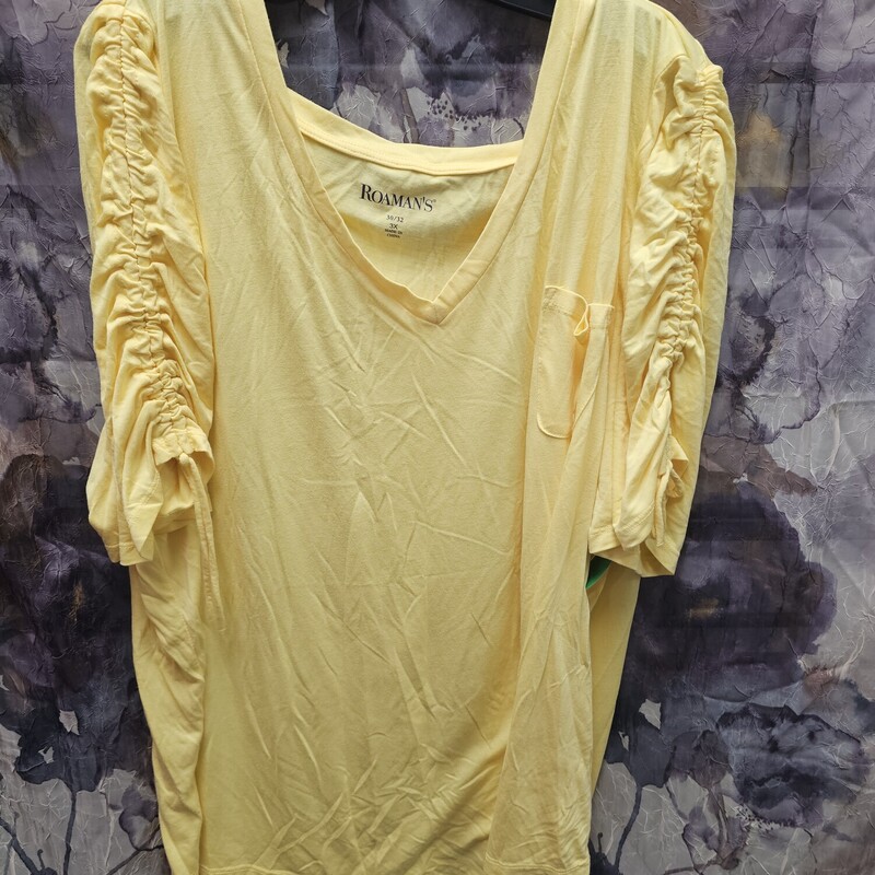 Super cute for summer short sleeve yellow tee with ties on the sleeves