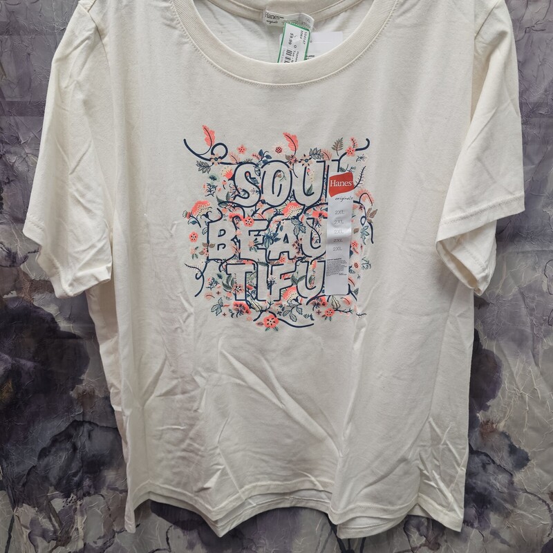 Brand new with tags off white short sleeve tee with Soul Beautiful graphic