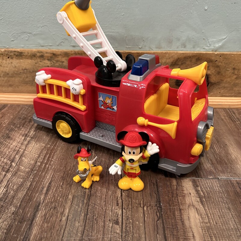 Mickey Mouse Fire Engine, Red, Size: Toy/Game