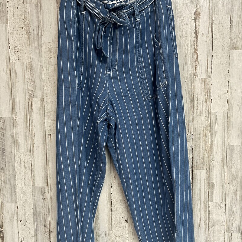 16 Denim Stripe Tie Pants, Blue, Size: Ladies XL