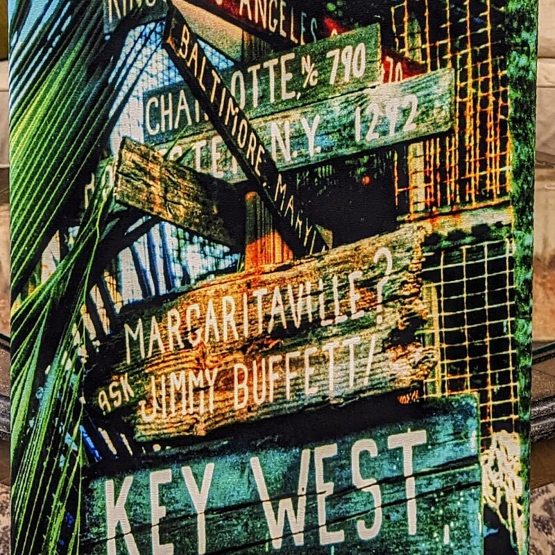 Key West Signs Canvas on Wood
Blue and Green
Size: 15x48H