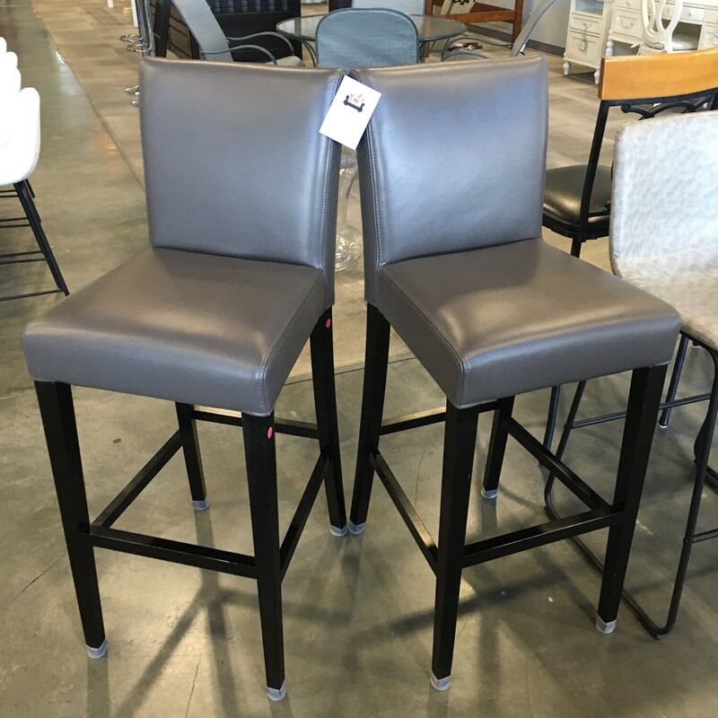 Pair Grey Barstools
