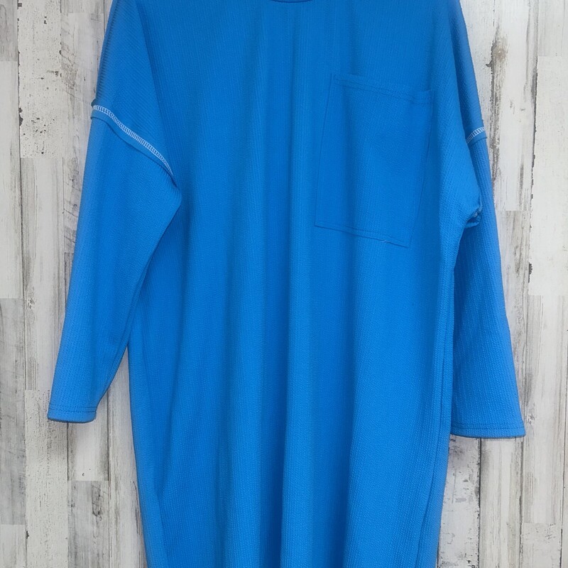 L Blue Textured Dress