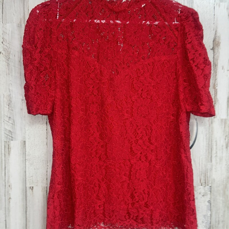 M Red Floral Lace Top