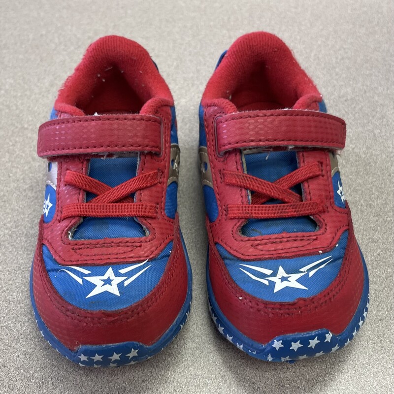 Saucony Velcro Shoes, Red/blue, Size: 5.5T