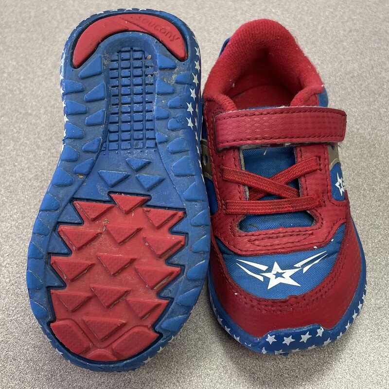 Saucony Velcro Shoes, Red/blue, Size: 5.5T