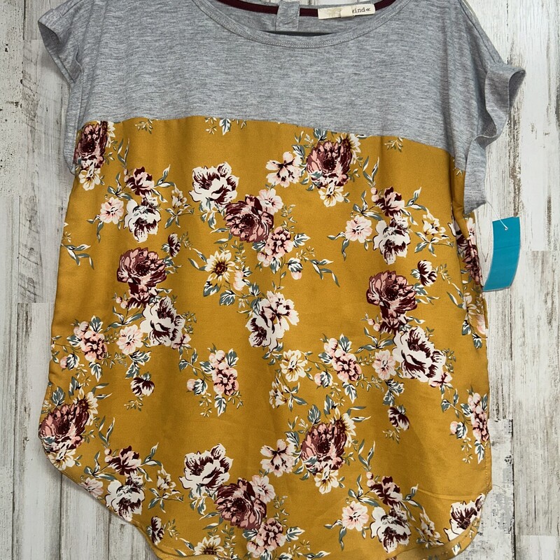 L Yellow Floral Tee