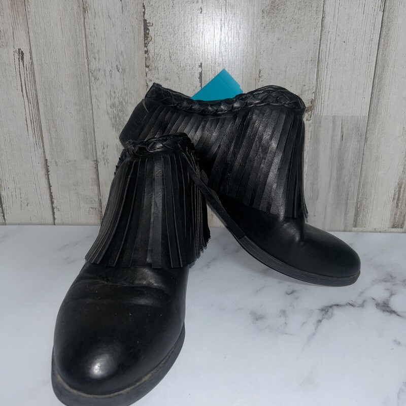 A9 Black Fringe Booties, Black, Size: Shoes A9