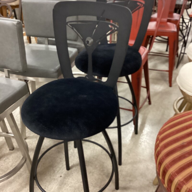 S/2 Cocktail Barstools, Blk Mtl, Metal
29 in t