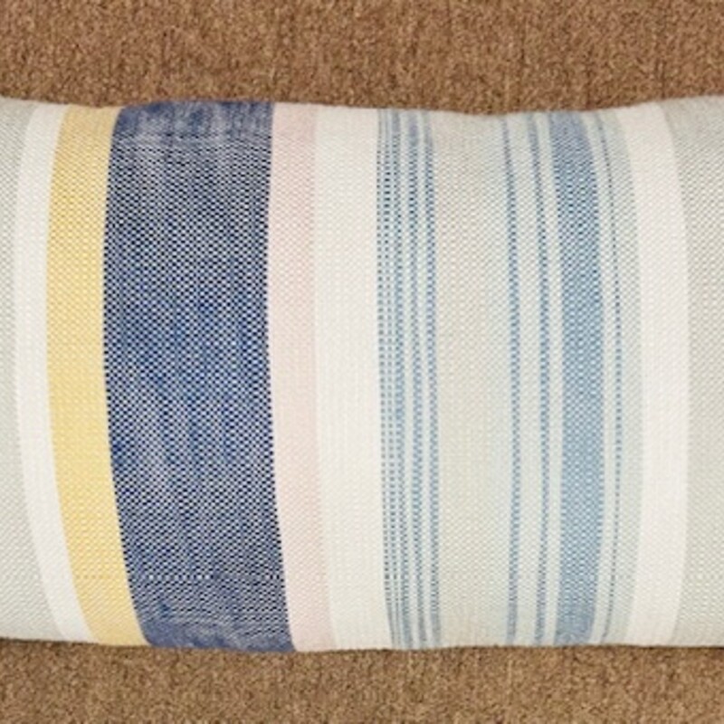 Cottage Look Striped Lumbar Pillow
White Blue Turquoise Yellow
Size: 27 x 13.5