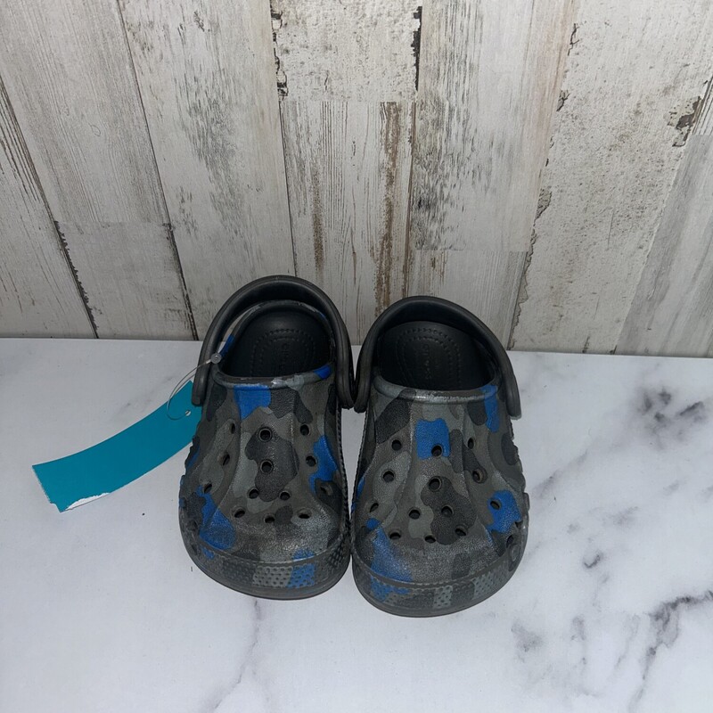 6 Grey/Blue Camo Shoes, Grey, Size: Shoes 6