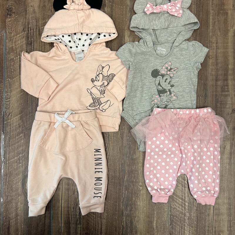 Minnie Mouse 4 Pc Set, Pink, Size: Baby 3-6M