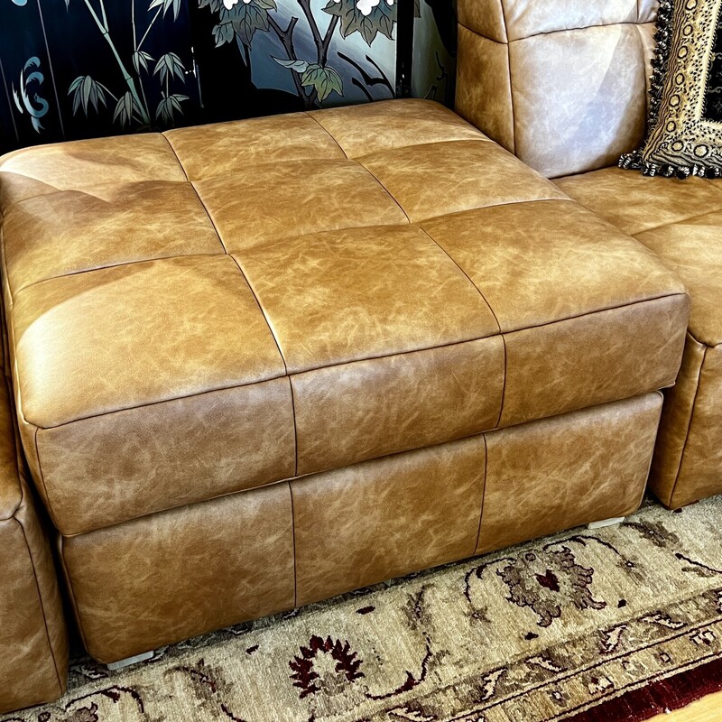 Ottoman Storage,  Pottery Barn, Vegan Leather,
Size: 32x32x17

Ottoman is shown with matching 2 piece vegan leather loveseat, Item #14227