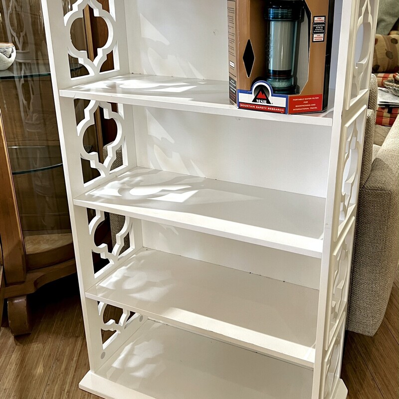 Bookcase 4 Shelves, White, Size: 28x12x45