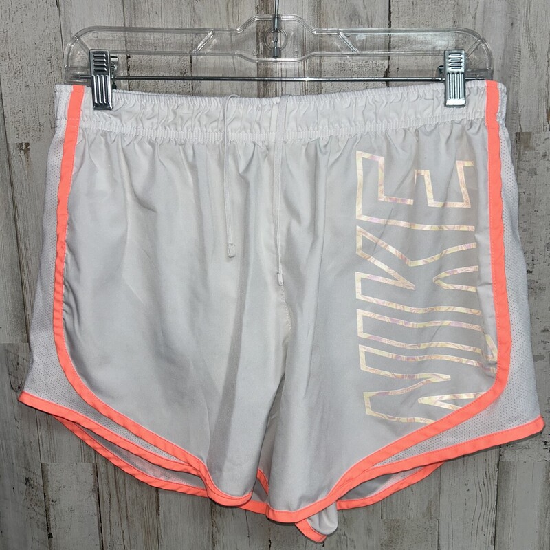 L White/Coral Logo Shorts