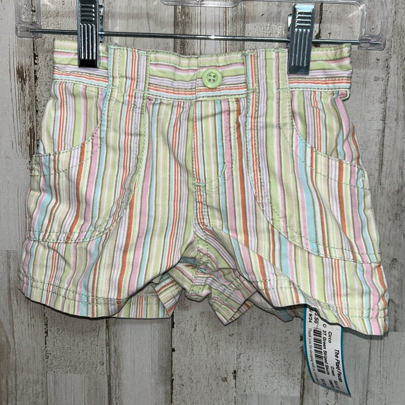 3T Green Striped Shorts